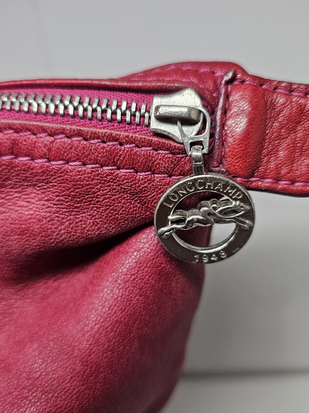 Longchamp Le Pliage Cuir Large Pink Leather Tote - Picture 12 of 16